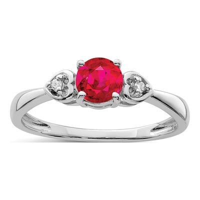 Sterling Silver Ruby & Diamond Ring