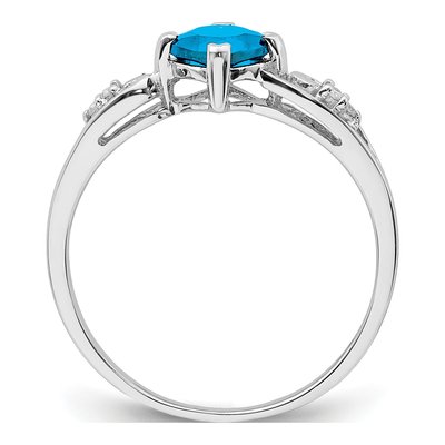 Sterling Silver Sky Blue Topaz & Diamond Ring – view 3