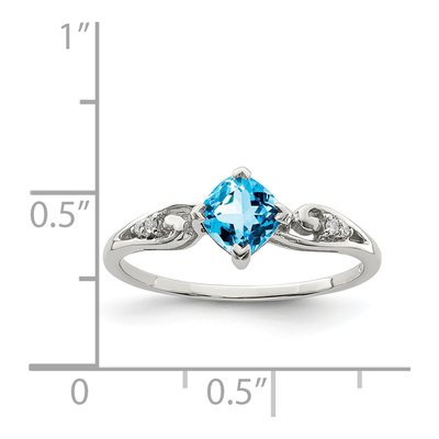 Sterling Silver Sky Blue Topaz & Diamond Ring – view 4