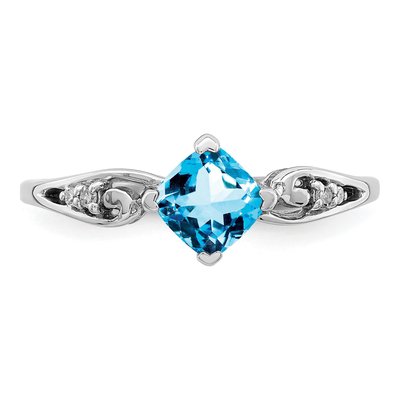 Sterling Silver Sky Blue Topaz & Diamond Ring – view 6