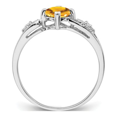 Sterling Silver Citrine & Diamond Cushion Ring – view 3