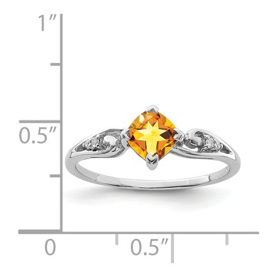 Sterling Silver Citrine & Diamond Cushion Ring – view 4