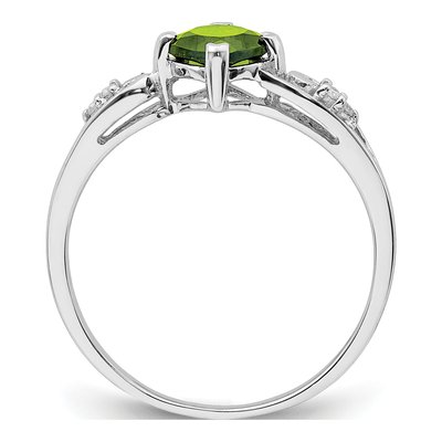 Sterling Silver Peridot & Diamond Cushion Ring – view 3
