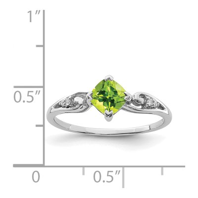 Sterling Silver Peridot & Diamond Cushion Ring – view 4