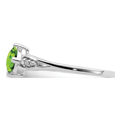 Sterling Silver Peridot & Diamond Cushion Ring – view 5