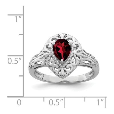 Sterling Silver Garnet Teardrop Ring – view 4