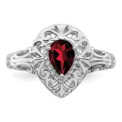 Sterling Silver Garnet Teardrop Ring – view 6