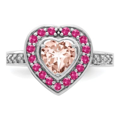 Sterling Silver Morganite Heart Ring – view 6