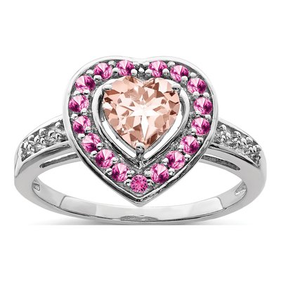 Sterling Silver Morganite Heart Ring