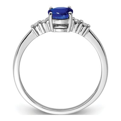 Sterling Silver Sapphire & Diamond Oval Ring – view 3
