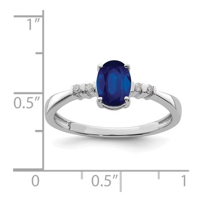 Sterling Silver Sapphire & Diamond Oval Ring – view 4