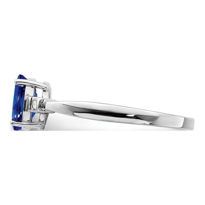 Sterling Silver Sapphire & Diamond Oval Ring – view 5