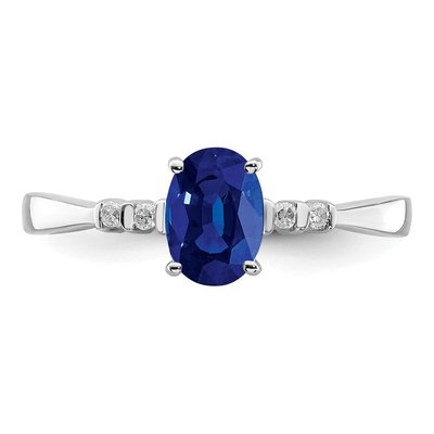 Sterling Silver Sapphire & Diamond Oval Ring – view 6
