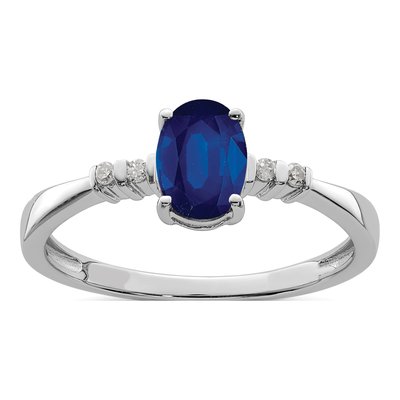 Sterling Silver Sapphire & Diamond Oval Ring