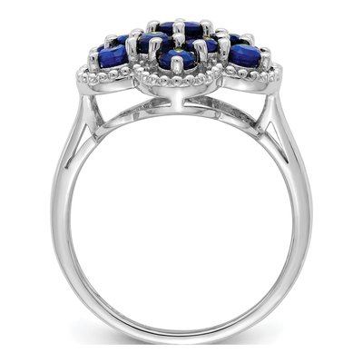 Sterling Silver Sapphire Flower Ring – view 3