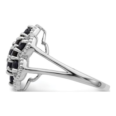 Sterling Silver Sapphire Flower Ring – view 4