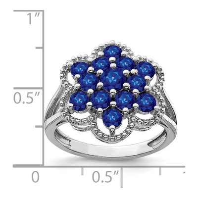 Sterling Silver Sapphire Flower Ring – view 5