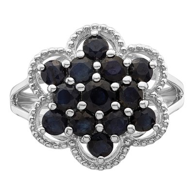 Sterling Silver Sapphire Flower Ring – view 6