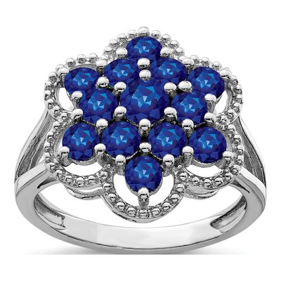 Sterling Silver Sapphire Flower Ring