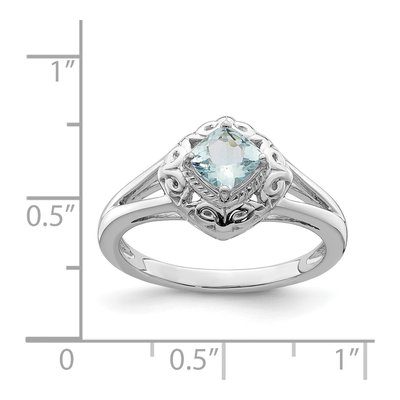 Sterling Silver Aquamarine Square Ring – view 5