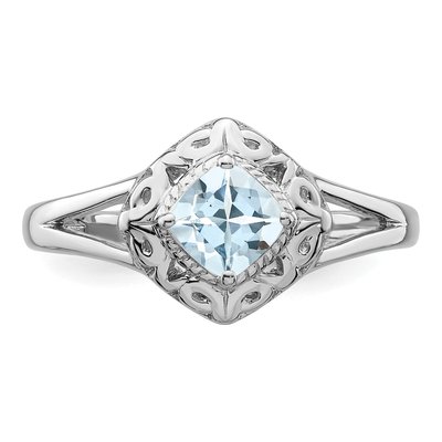 Sterling Silver Aquamarine Square Ring – view 6