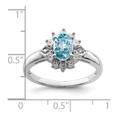 Sterling Silver Topaz & Diamond Ring – view 4