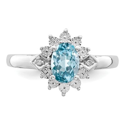 Sterling Silver Topaz & Diamond Ring – view 6