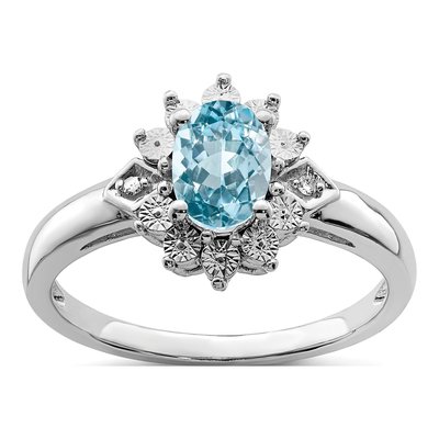 Sterling Silver Topaz & Diamond Ring