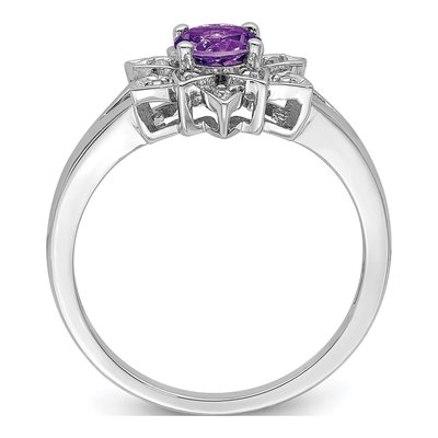 Sterling Silver Amethyst & Diamond Ring – view 3