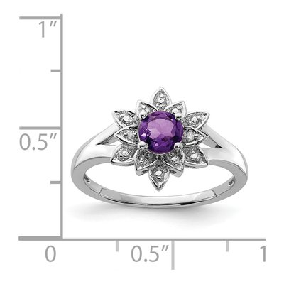 Sterling Silver Amethyst & Diamond Ring – view 4