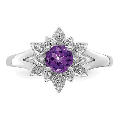 Sterling Silver Amethyst & Diamond Ring – view 6