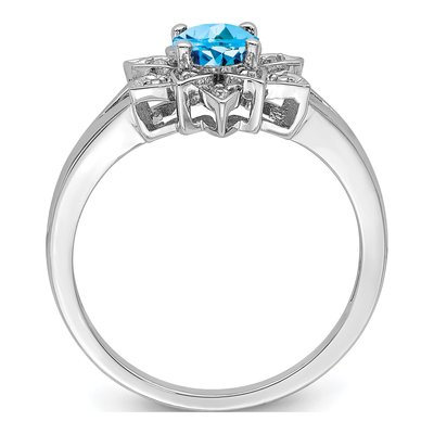 Sterling Silver Swiss Blue Topaz & Diamond Ring – view 3