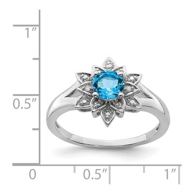 Sterling Silver Swiss Blue Topaz & Diamond Ring – view 4