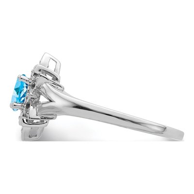 Sterling Silver Swiss Blue Topaz & Diamond Ring – view 5