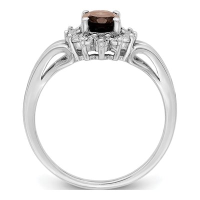 Sterling Silver Smoky Quartz & Diamond Ring – view 3