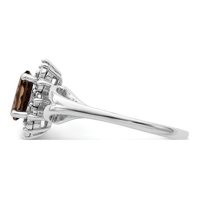 Sterling Silver Smoky Quartz & Diamond Ring – view 4