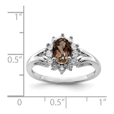 Sterling Silver Smoky Quartz & Diamond Ring – view 5