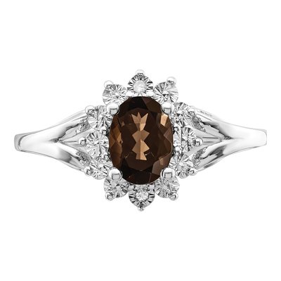 Sterling Silver Smoky Quartz & Diamond Ring – view 6