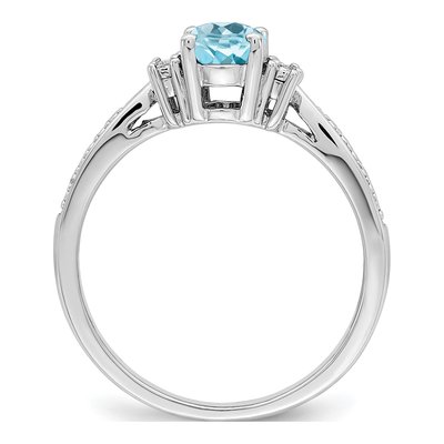 Sterling Silver Swiss Blue Topaz & Diamond Ring – view 3