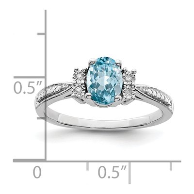 Sterling Silver Swiss Blue Topaz & Diamond Ring – view 4