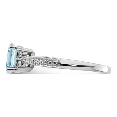 Sterling Silver Swiss Blue Topaz & Diamond Ring – view 5