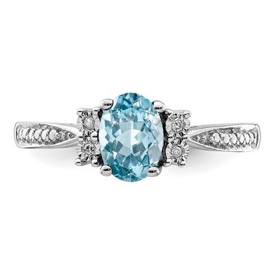 Sterling Silver Swiss Blue Topaz & Diamond Ring – view 6