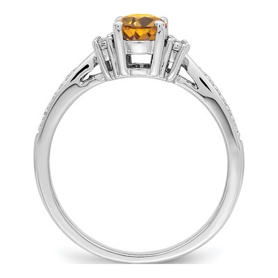 Sterling Silver Whiskey Quartz & Diamond Whiskey Ring – view 3