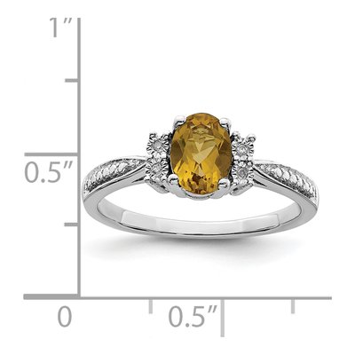Sterling Silver Whiskey Quartz & Diamond Whiskey Ring – view 4