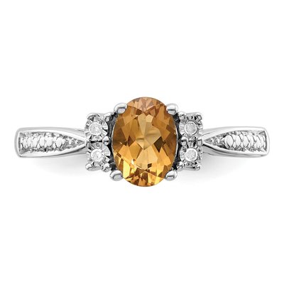 Sterling Silver Whiskey Quartz & Diamond Whiskey Ring – view 6
