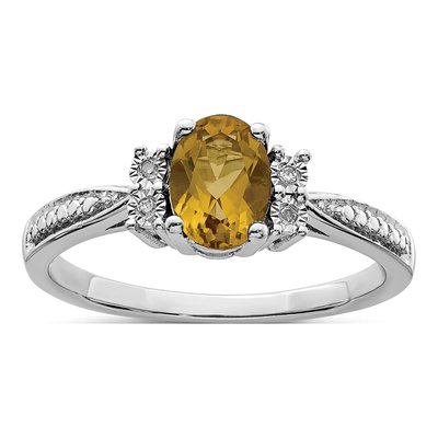 Sterling Silver Whiskey Quartz & Diamond Whiskey Ring