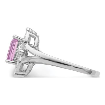 Sterling Silver Rose de France Amethyst & Diamond Ring – view 4