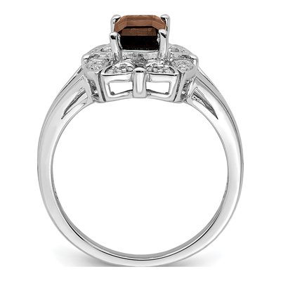 Sterling Silver Smoky Quartz & Diamond Ring – view 3