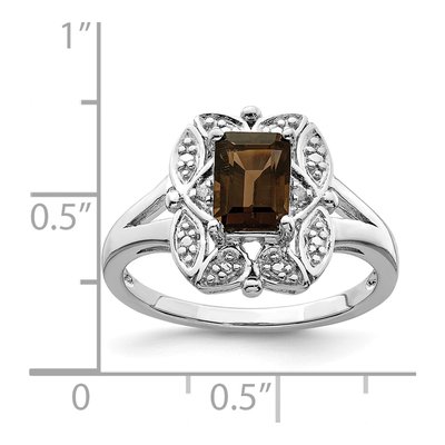 Sterling Silver Smoky Quartz & Diamond Ring – view 5