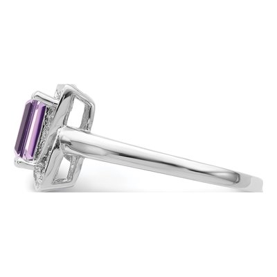 Sterling Silver Rose de France Amethyst & Diamond Ring – view 4